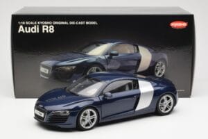 Audi R8 4.2 FSI V8 Син Kyosho 1:18 09213BL Метал — снимка 8 от 8