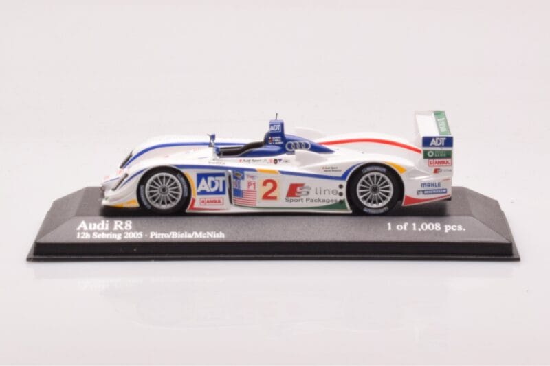 Audi R8 #2 E. Pirro / F. Biela / A. McNish 12 Hours of Sebring 2nd Place 2005 Minichamps 1:43