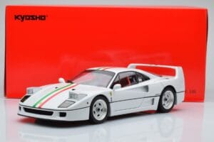 Ferrari F40 Перлено Бял Italy Kyosho 1:18 08416PWT-G Метал — снимка 8 от 8