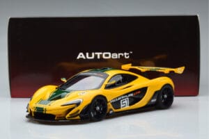 McLaren P1 GTR Жълто С Зелени Ивици AUTOart 1:18 81544 Композит — снимка 7 от 7