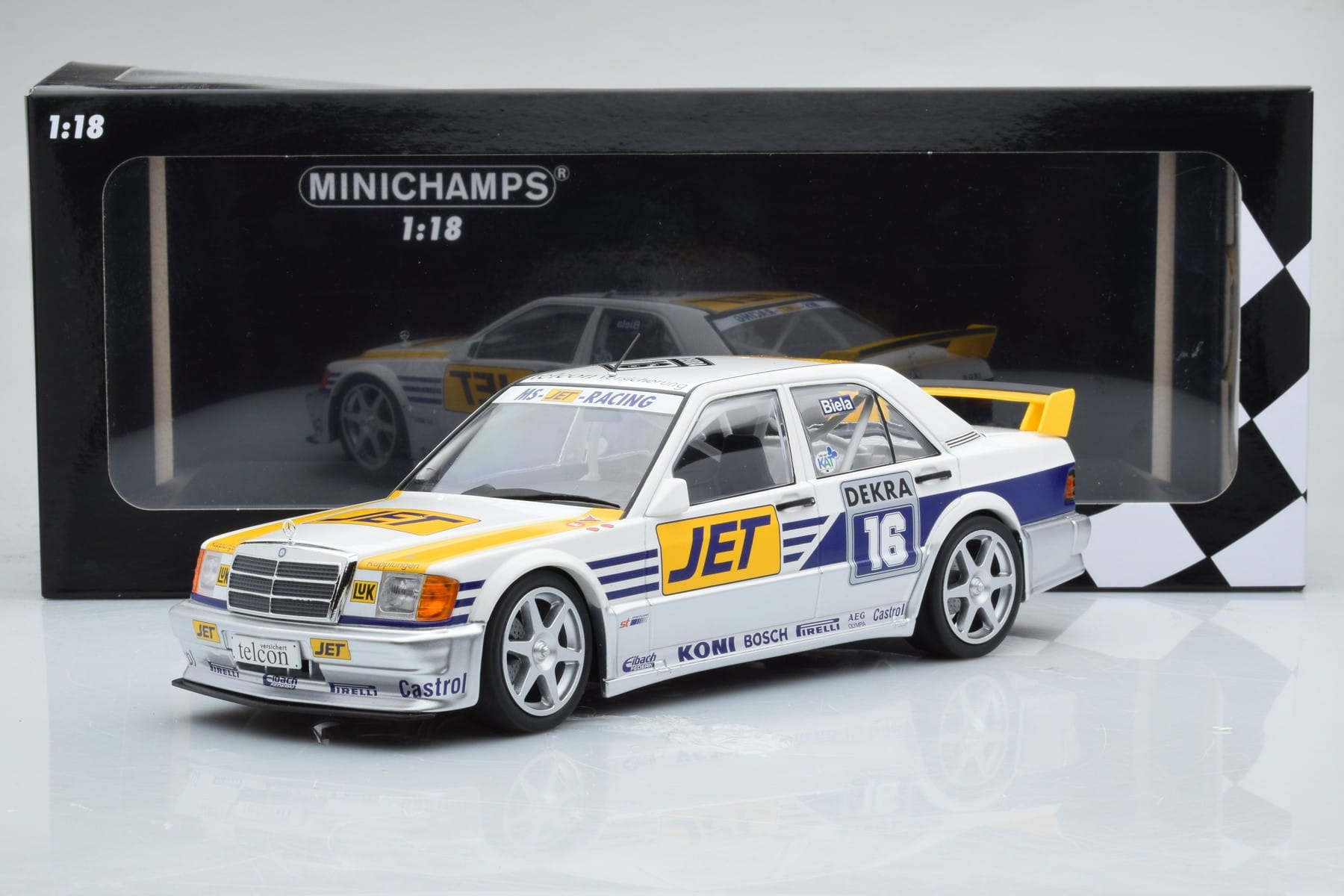 Mercedes 190E 2.5-16 W201 EVO 1 Jet #16 F. Biela Team Ms-Jet Racing DTM 1990 Minichamps 1:18 155903616 Метал — снимка 6 от 6