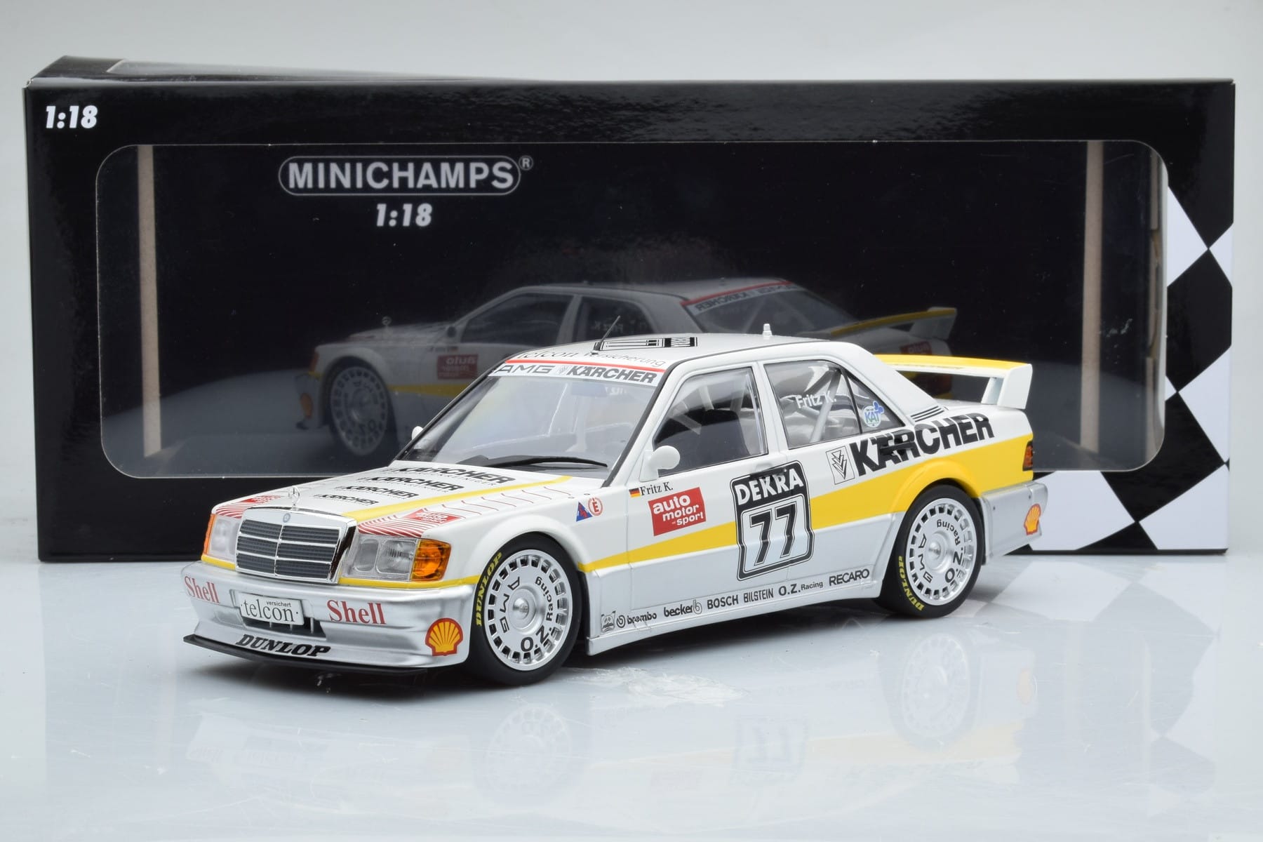 Mercedes 190E 2.5-16 W201 EVO 1 Karcher #77 F. Kreutzpointer Team AMG-Mercedes DTM 1990 Minichamps 1:18 155903677 Метал — снимка 6 от 6