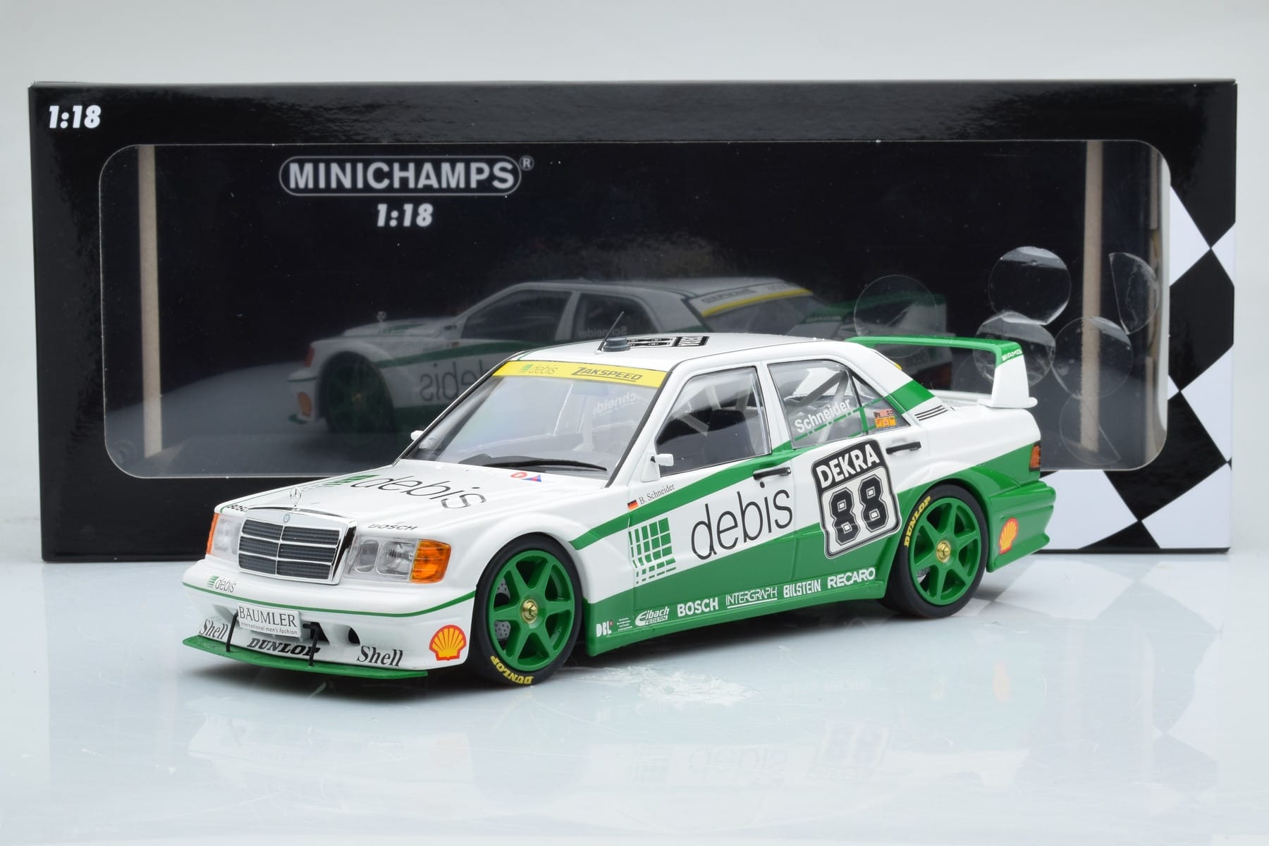 Mercedes 190E 2.5-16 W201 EVO 2 Debis #88 B. Schneider Team Zackspeed DTM 1991 Minichamps 1:18 155913688 Метал — снимка 6 от 6