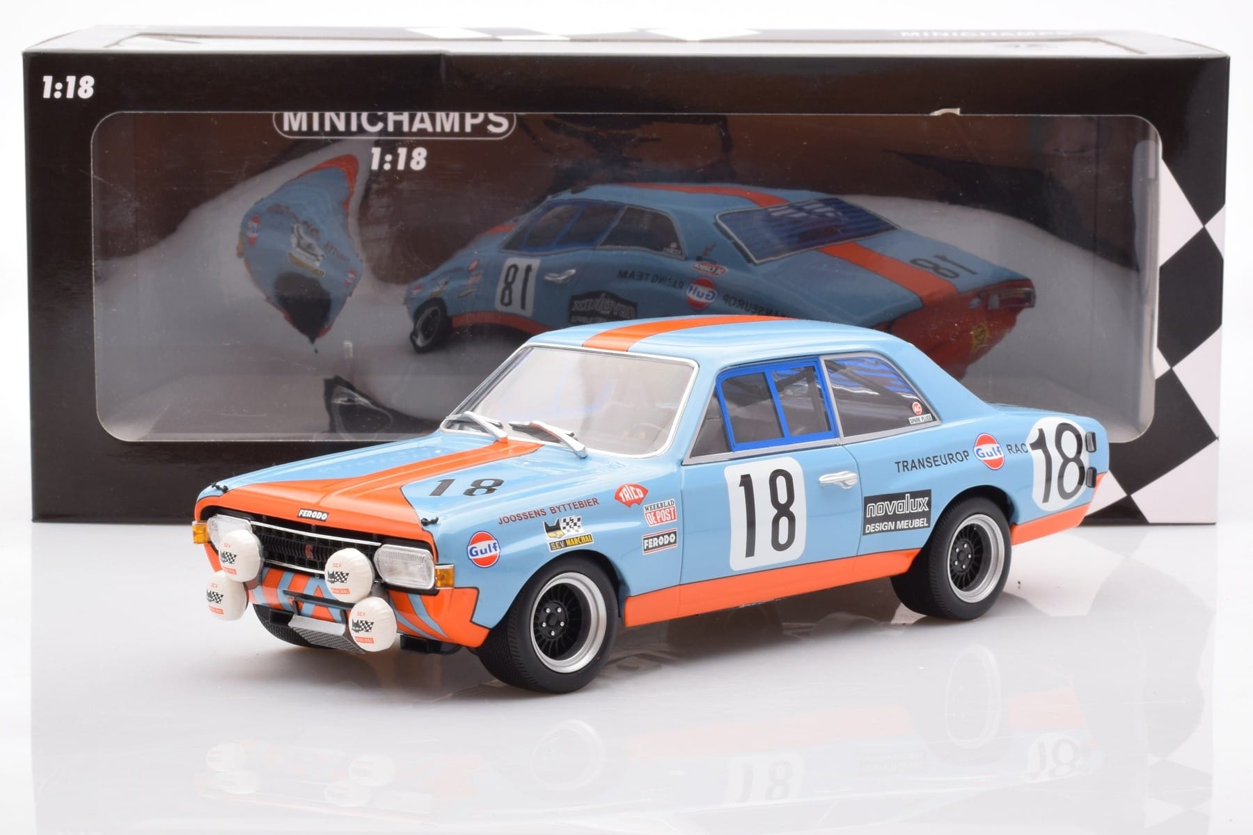 Opel Commodore A Steinmetz Gulf #18 Joossens / Byttebier 24 Hours of Spa 1971 Minichamps 1:18 155714618 Метал — снимка 6 от 6