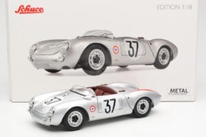 Porsche 550 RS Spyder #37 H. Polensky / R. von Frankenberg 24 Hours of Le Mans 1955 Schuco 1:18 450033400 Метал — снимка 8 от 8