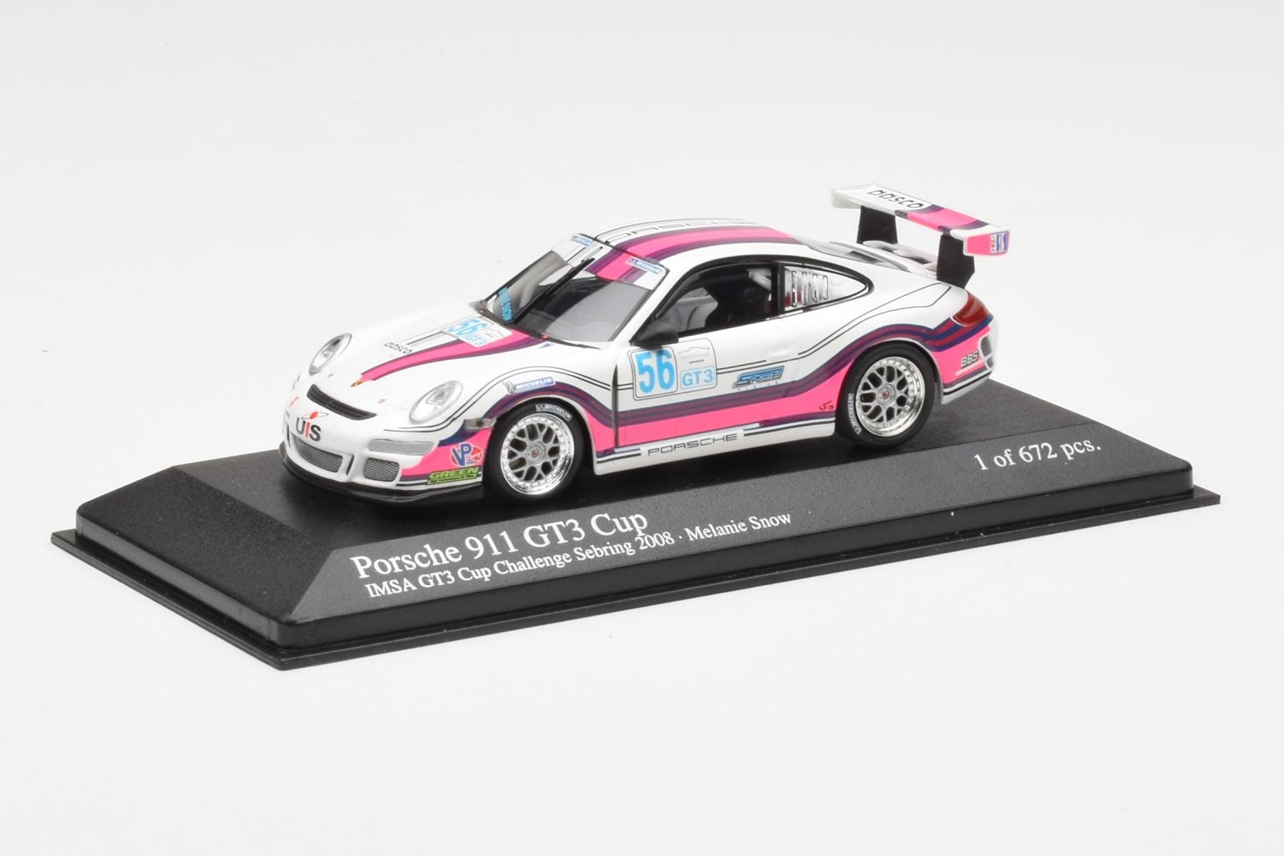 Porsche 911 997 GT3 Cup #56 M. Snow IMSA GT3 Challenge 2008 Minichamps 1:43 400086456 Метал — снимка 2 от 4