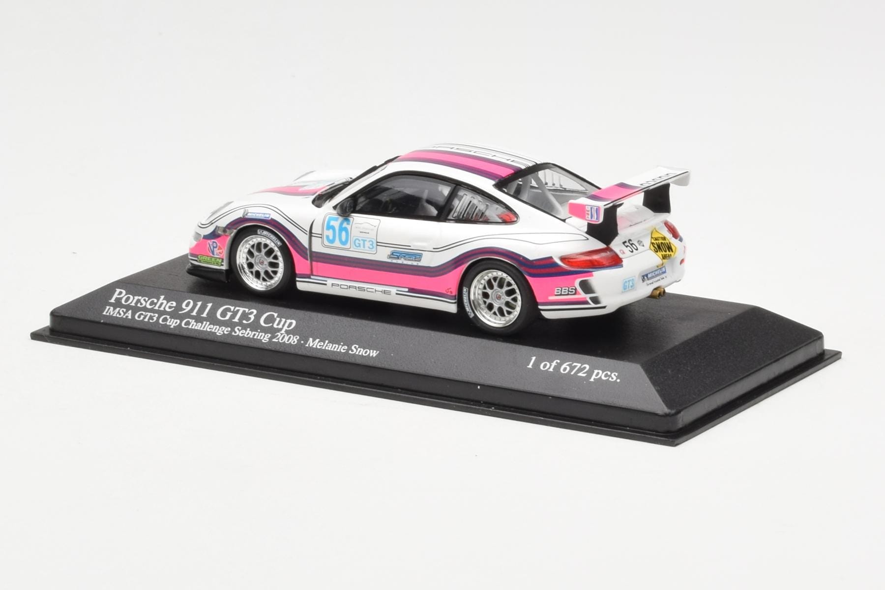 Porsche 911 997 GT3 Cup #56 M. Snow IMSA GT3 Challenge 2008 Minichamps 1:43 400086456 Метал — снимка 3 от 4