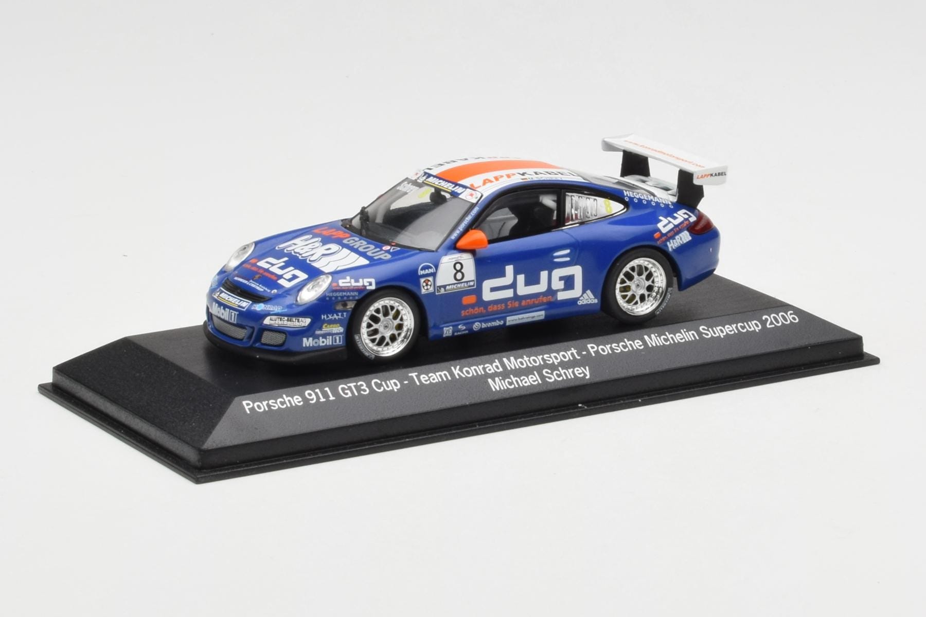Porsche 911 997 GT3 Cup #8 M. Schrey Team Konrad Motorsport Porsche Michelin Supercup 2006 Minichamps 1:43 WAP02013217 Метал — снимка 2 от 4