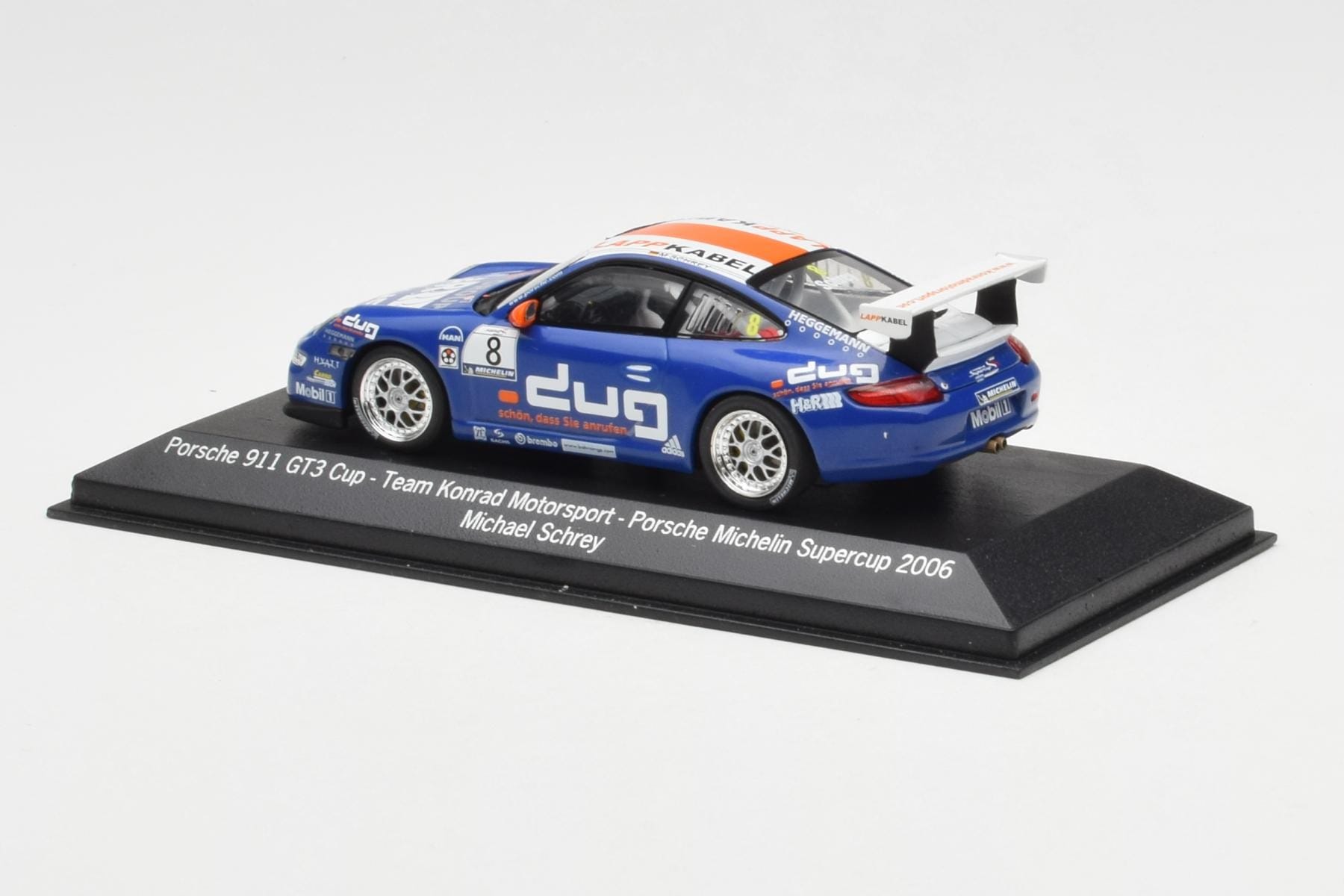 Porsche 911 997 GT3 Cup #8 M. Schrey Team Konrad Motorsport Porsche Michelin Supercup 2006 Minichamps 1:43 WAP02013217 Метал — снимка 3 от 4