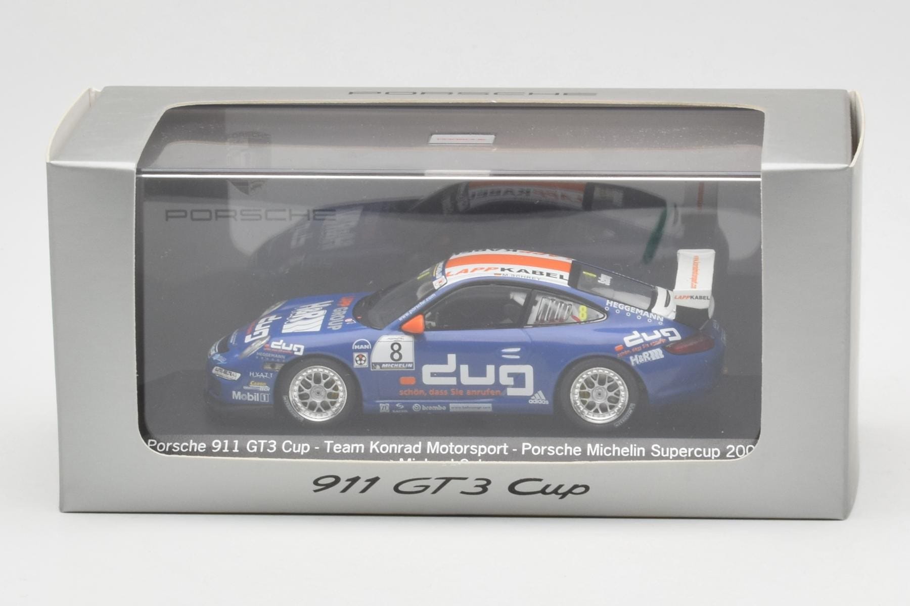 Porsche 911 997 GT3 Cup #8 M. Schrey Team Konrad Motorsport Porsche Michelin Supercup 2006 Minichamps 1:43 WAP02013217 Метал — снимка 4 от 4