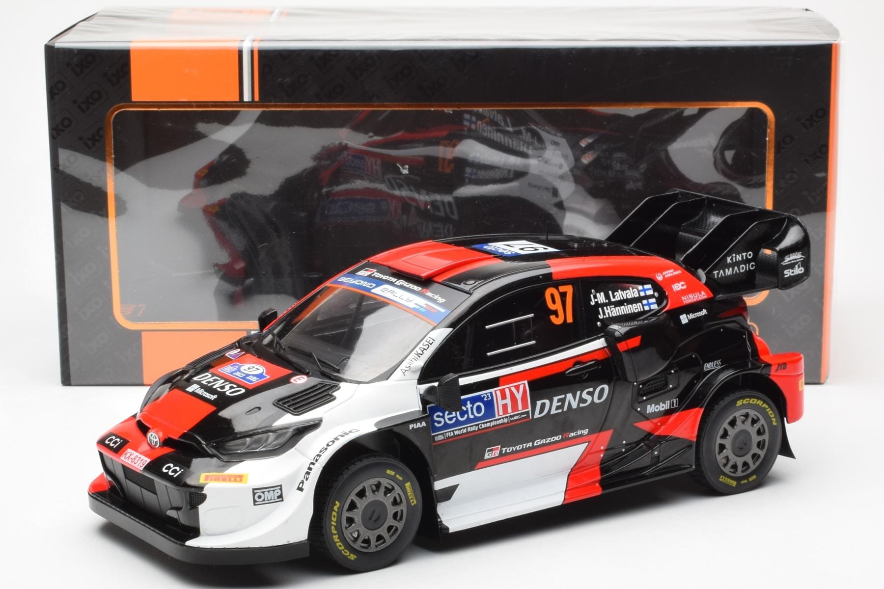 Toyota GR Yaris Rally1 #97 J-M. Latvala / J. Hanninen Rally Finland 2023 IXO 1:18 18RMC174B Метал — снимка 6 от 6