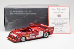 Alfa Romeo 33TT 12 #1 A. Merzario / J. Laffite 1000km Nurburgring Winner 1975 AUTOart 1:18 87505 Метал — снимка 8 от 8