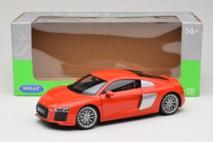 Audi R8 V10 Червен Welly 1:18 18052W Метал — снимка 8 от 8