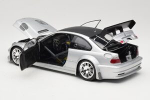 BMW M3 E46 GTR Street Сребрист With Carbon Roof Minichamps 1:18 100012102 Метал — снимка 5 от 8