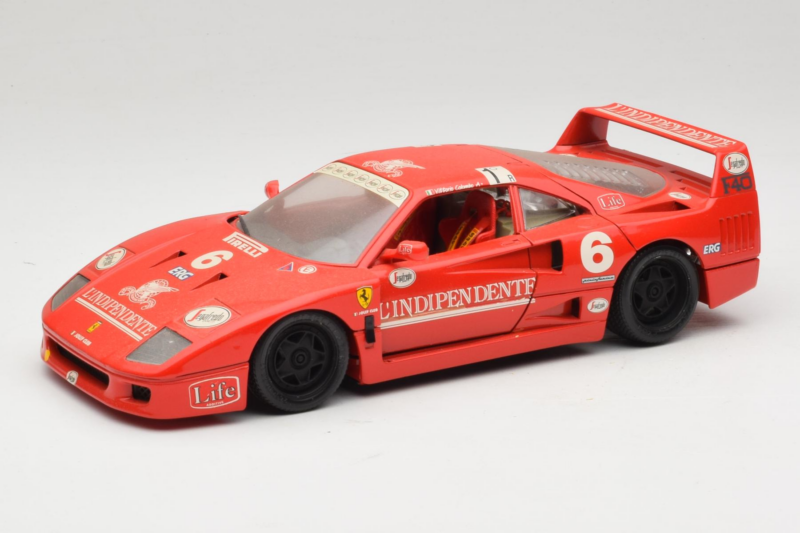Ferrari F40 #6 V. Colombo L'Indipendente Червен 1987 Bburago 1:18 3032-L1 Метал