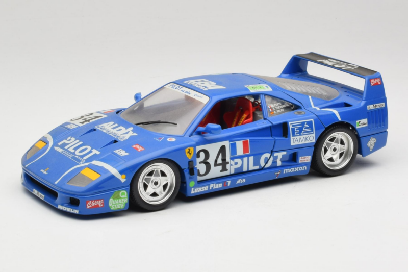 Ferrari F40 #34 M. Ferte / Thavenin / Palau Pilot Син 1987 Bburago 1:18 3032-B1 Метал