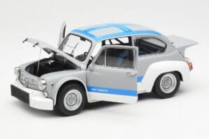 Fiat Abarth 1000 TCR Матово Сиво Сини Ленти AUTOart 1:18 72642 Метал — снимка 2 от 8