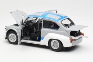 Fiat Abarth 1000 TCR Матово Сиво Сини Ленти AUTOart 1:18 72642 Метал — снимка 5 от 8