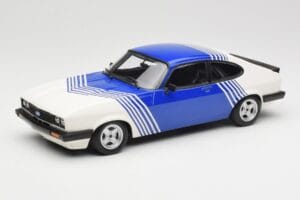 Ford Capri Mk2 3.0 Бял със Сини Ивици Minichamps 1:18 155788600 Метал
