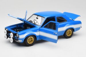 Ford Escort Mk1 RS 1600 Син Бял Ивици Minichamps 1:18 100688102 Метал — снимка 2 от 8