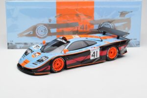 McLaren F1 GTR Gulf #41 P. Gounon / S. Oloffson 24 Hours of Le Mans 1997 Minichamps 1:18 530133741 Метал — снимка 8 от 8