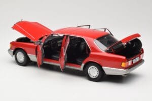 Mercedes 560 SEL W126 Червен Norev 1:18 183463 Метал — снимка 5 от 8