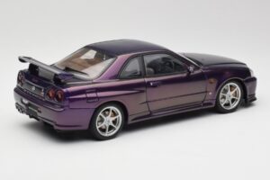 Nissan Skyline GT-R R34 V-Spec Midnight Лилав AUTOart 1:18 77305 Метал — снимка 3 от 8