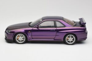 Nissan Skyline GT-R R34 V-Spec Midnight Лилав AUTOart 1:18 77305 Метал — снимка 4 от 8