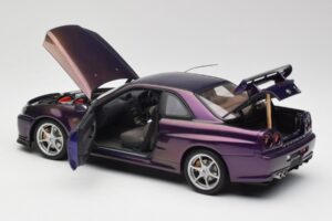 Nissan Skyline GT-R R34 V-Spec Midnight Лилав AUTOart 1:18 77305 Метал — снимка 5 от 8
