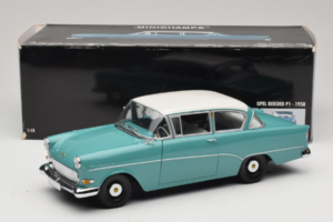 Opel Rekord P1 Тюркоазено Синьо Minichamps 1:18 180043200 Метал — снимка 8 от 8