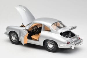 Porsche 356B Сребрист & Кафяв Интериор Bburago 1:18 3021-M2 Метал — снимка 5 от 8