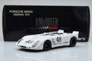 Porsche 908/02 #48 S. McQueen / P. Revson 12 Hours of Sebring 2nd Place Post Race Version 1970 AUTOart 1:18 87072 Метал — снимка 8 от 8