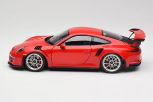 Porsche 911 991 GT3 RS Guards Червен Сребристи Джанти AUTOart 1:18 78165 Метал — снимка 4 от 8