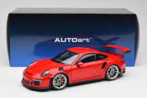 Porsche 911 991 GT3 RS Guards Червен Сребристи Джанти AUTOart 1:18 78165 Метал — снимка 8 от 8