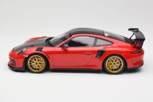 Porsche 911 991.2 GT3 RS Weissach Package Guards Red Златни Магнезиеви Джанти Minichamps 1:18 153068236 Метал — снимка 3 от 6