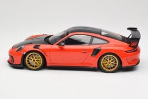 Porsche 911 991.2 GT3 RS Weissach Package Lava Orange Златни Магнезиеви Джанти Minichamps 1:18 153068227 Метал — снимка 3 от 6