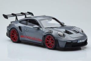 Porsche 911 992 GT3 RS Arctic Сив Pyro Червен Norev 1:18 187350 Метал — снимка 6 от 8