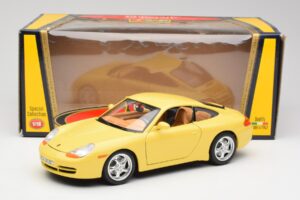 Porsche 911 996 Carrera Жълт Bburago 1:18 30085-M1 Метал — снимка 8 от 8