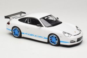 Porsche 911 996 GT3 RS Бял Сини Ивици Minichamps 1:18 155062021 Метал — снимка 4 от 6