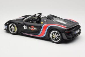 Porsche 918 Spyder Weissach Package Matt Black With Martini Stripes Minichamps 1:18 110062445 Метал — снимка 7 от 8
