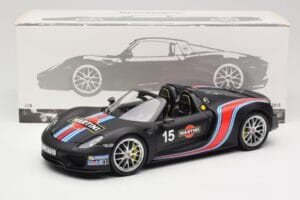 Porsche 918 Spyder Weissach Package Matt Black With Martini Stripes Minichamps 1:18 110062445 Метал — снимка 8 от 8