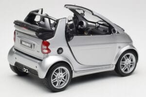 Smart Fortwo W450 Brabus Cabrio Сребрист Дилърско Издание Kyosho 1:18 0017769V001C05Q00 Метал — снимка 3 от 8