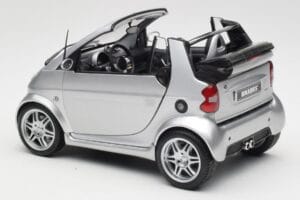 Smart Fortwo W450 Brabus Cabrio Сребрист Дилърско Издание Kyosho 1:18 0017769V001C05Q00 Метал — снимка 7 от 8