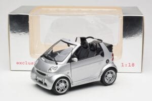 Smart Fortwo W450 Brabus Cabrio Сребрист Дилърско Издание Kyosho 1:18 0017769V001C05Q00 Метал — снимка 8 от 8