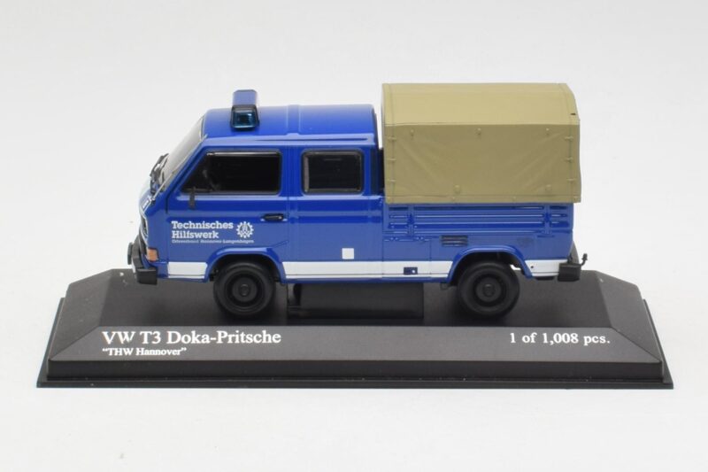 Volkswagen T3 Double Cab Flatbed THW Hannover Minichamps 1:43 400055290 Метал