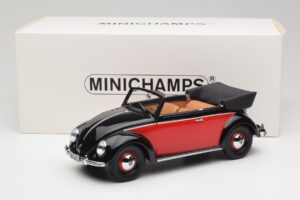 Volkswagen Beetle Кабриолет Черен & Червен Minichamps 1:18 107054132 Смола — снимка 6 от 6