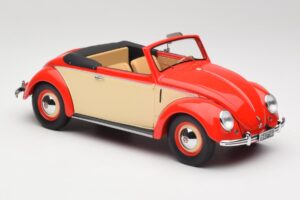 Volkswagen Beetle Hebmuller Кабриолет Червен & Кремав Minichamps 1:18 107054231 Смола — снимка 4 от 6