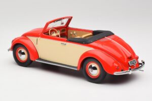 Volkswagen Beetle Hebmuller Кабриолет Червен & Кремав Minichamps 1:18 107054231 Смола — снимка 5 от 6
