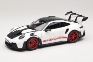 Porsche 911 992 GT3 RS Weissach Package Бял Pyro Red Norev 1:18 187373 Метал