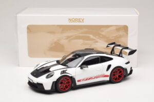 Porsche 911 992 GT3 RS Weissach Package Бял Pyro Red Norev 1:18 187373 Метал — снимка 8 от 8